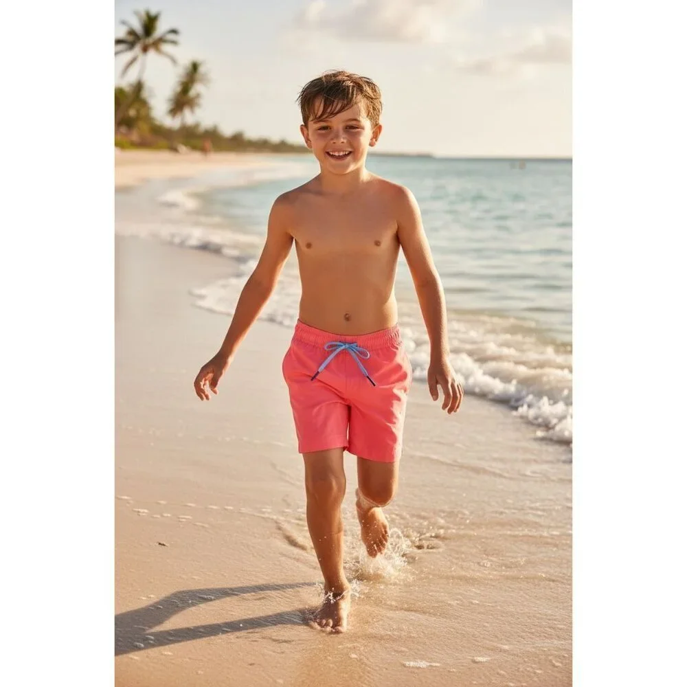 Southern Tide Boys Coral Swim Trunks Size XL 16 Elastic Waist Lined NEW